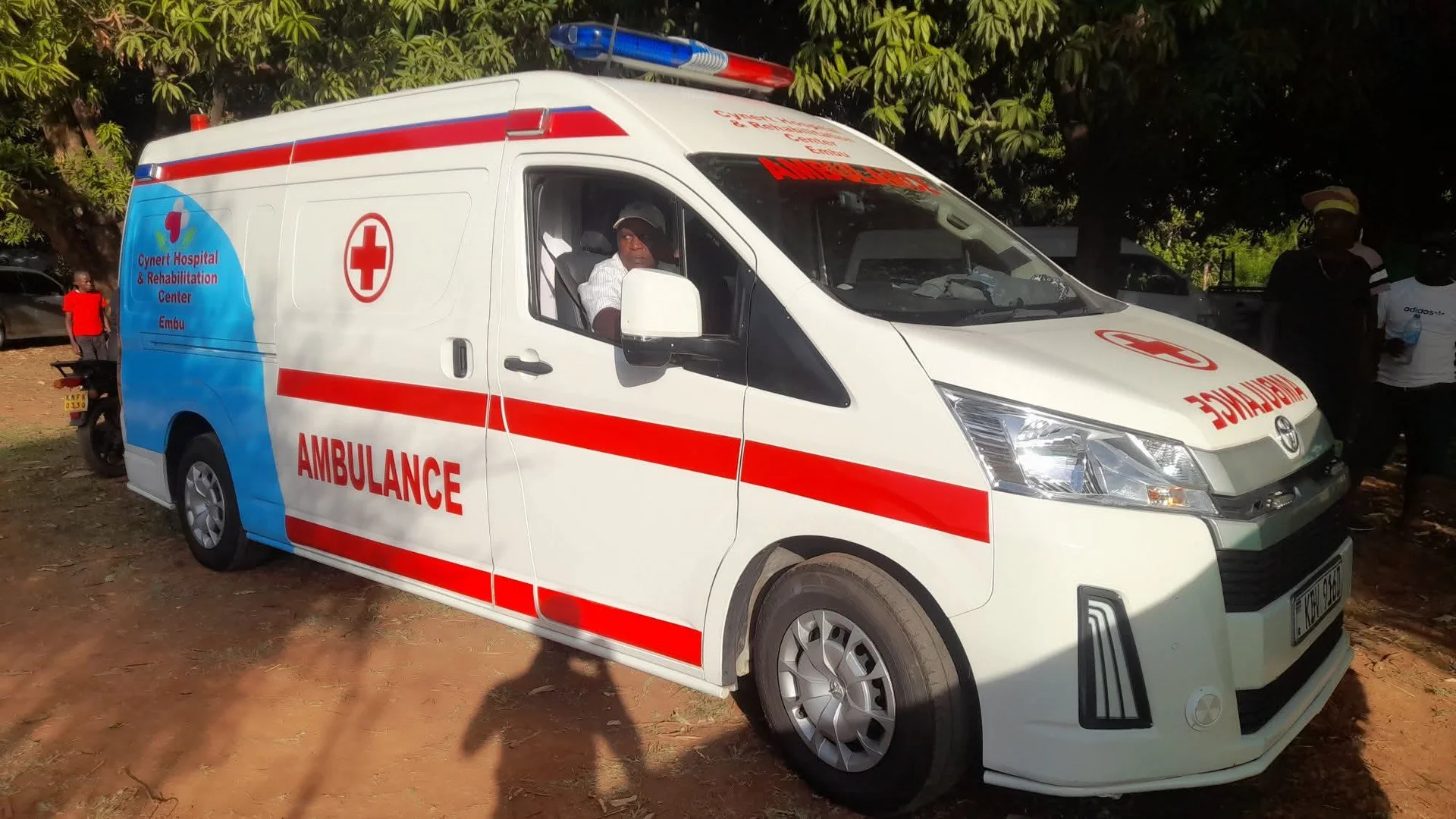 The hospital’s branded ambulance, photographed outside in the community.